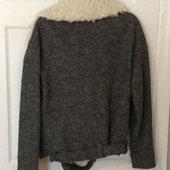 Motorcycle style jacket with faux shearling collar. - Picture 5 of 5